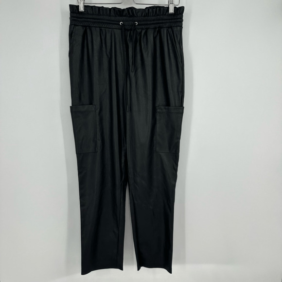 n:Philanthropy Faux Leather Morena Pants Black Paper Bag Elastic Waist Relaxed - Picture 10 of 10